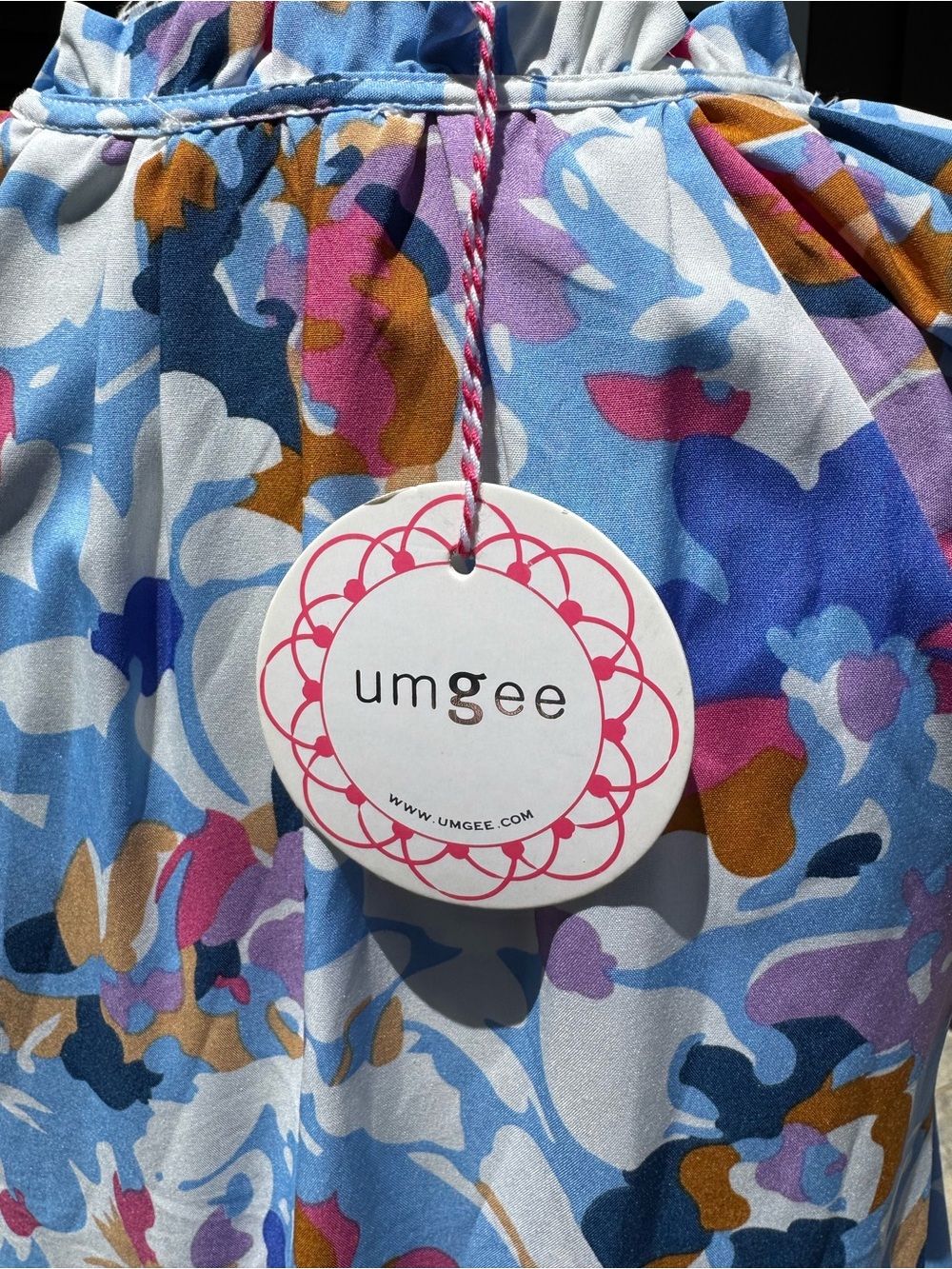 Umgee nwt ptp 19” Floral Tiered Midi Dress in Pastel Blue/black dots - Picture 7 of 9